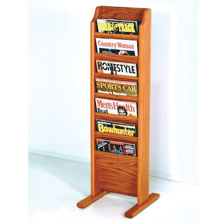 Wooden Mallet Cascade Free Standing 7 Pocket Magazine Rack - Black, Light Oak & Medium Oak MR7-FSBL